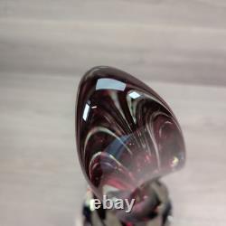 LARGE SIGNED ROLLIN KARG 1998 Pink / Purple DICHROIC ART GLASS SCULPTURE 17