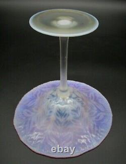 LCT TIFFANY STUDIOS Favrile Pink Pastel Art Glass Compote with Etched Butterfly