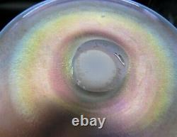 LCT TIFFANY STUDIOS Favrile Pink Pastel Art Glass Compote with Etched Butterfly