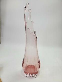 LE SMITH Pink Swung Glass Floor Vase Mid Century Modern Art