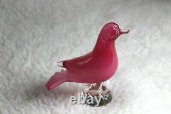 L? K Vtg Murano Venetian Pink Cased Art Glass Bird Sculpture Figurine