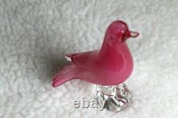 L? K Vtg Murano Venetian Pink Cased Art Glass Bird Sculpture Figurine