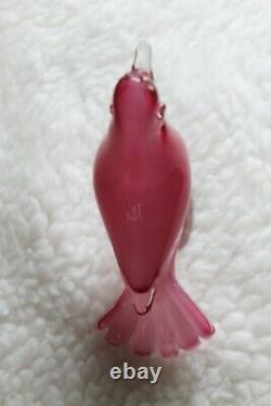 L? K Vtg Murano Venetian Pink Cased Art Glass Bird Sculpture Figurine