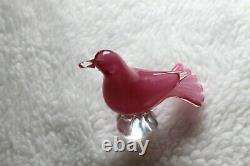 L? K Vtg Murano Venetian Pink Cased Art Glass Bird Sculpture Figurine