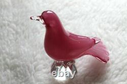 L? K Vtg Murano Venetian Pink Cased Art Glass Bird Sculpture Figurine