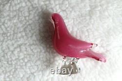 L? K Vtg Murano Venetian Pink Cased Art Glass Bird Sculpture Figurine