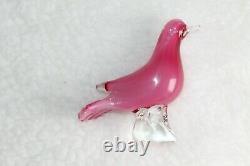 L? K Vtg Murano Venetian Pink Cased Art Glass Bird Sculpture Figurine