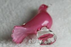 L? K Vtg Murano Venetian Pink Cased Art Glass Bird Sculpture Figurine