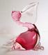 L. Onesto Murano Oggetti Art Glass Pelican Figurine Cranberry Pink Italy 6 Tall