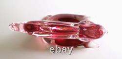 L. Onesto Murano Oggetti Art Glass Pelican Figurine Cranberry Pink Italy 6 Tall