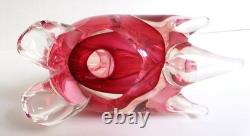 L. Onesto Murano Oggetti Art Glass Pelican Figurine Cranberry Pink Italy 6 Tall
