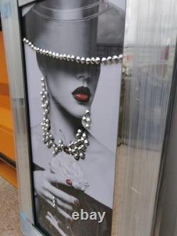 Lady in hat with crystal silver stone and glitter liquid art picture 85x45cm