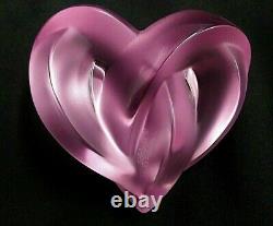 Lalique Coeur Crystal Pink Entwined Heart Signed Mint