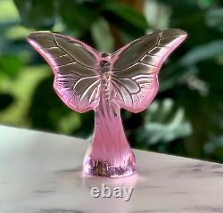 Lalique Pink Butterfly Rosee Pattern #10370900 Signed & Authentic Mint Condition