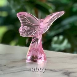 Lalique Pink Butterfly Rosee Pattern #10370900 Signed & Authentic Mint Condition