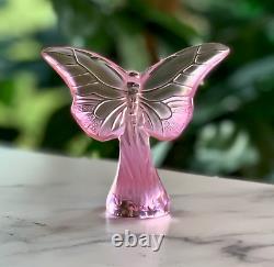 Lalique Pink Butterfly Rosee Pattern #10370900 Signed & Authentic Mint Condition