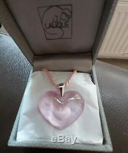 Lalique Pink'Heart-within-a-Heart' Pendant with Box