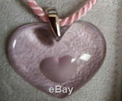 Lalique Pink'Heart-within-a-Heart' Pendant with Box