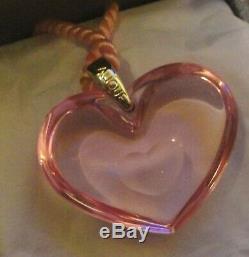 Lalique Pink'Heart-within-a-Heart' Pendant with Box