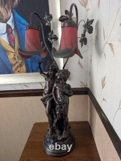 Lamp Art de France Pate de Verre Glass Light Lady Couple Romantic Art Deco Pink Lamp Art de France Pate de Verre Glass Light Lady Couple Romantic Art Deco Pink