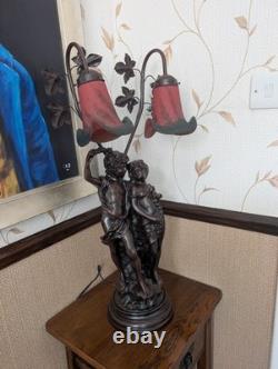 Lamp Art de France Pate de Verre Glass Light Lady Couple Romantic Art Deco Pink Lamp Art de France Pate de Verre Glass Light Lady Couple Romantic Art Deco Pink