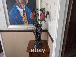 Lamp Art de France Pate de Verre Glass Light Lady Couple Romantic Art Deco Pink