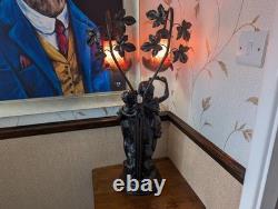 Lamp Art de France Pate de Verre Glass Light Lady Couple Romantic Art Deco Pink