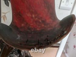 Lamp Art de France Pate de Verre Glass Light Lady Couple Romantic Art Deco Pink