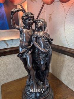 Lamp Art de France Pate de Verre Glass Light Lady Couple Romantic Art Deco Pink