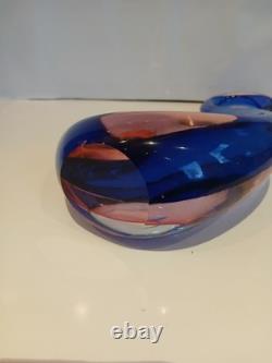 Large 12 Murano Poli Archimede Seguso Pink Blue Sommerso Swan Bird Glass Figure