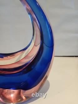 Large 12 Murano Poli Archimede Seguso Pink Blue Sommerso Swan Bird Glass Figure
