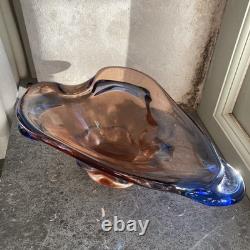 Large 3kg Czech Glass Niagara Bowl, Karel Zemek, Mstisov Sklo Union Glassworks