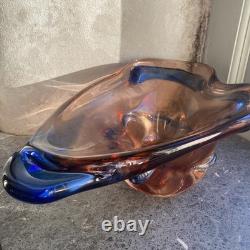 Large 3kg Czech Glass Niagara Bowl, Karel Zemek, Mstisov Sklo Union Glassworks