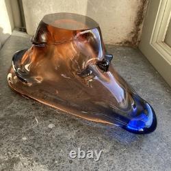 Large 3kg Czech Glass Niagara Bowl, Karel Zemek, Mstisov Sklo Union Glassworks