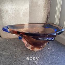 Large 3kg Czech Glass Niagara Bowl, Karel Zemek, Mstisov Sklo Union Glassworks