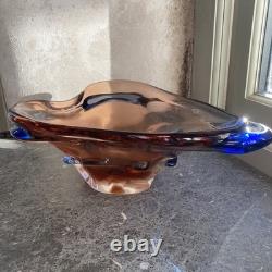 Large 3kg Czech Glass Niagara Bowl, Karel Zemek, Mstisov Sklo Union Glassworks