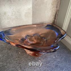 Large 3kg Czech Glass Niagara Bowl, Karel Zemek, Mstisov Sklo Union Glassworks