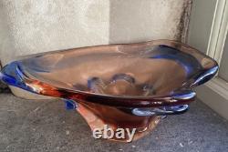 Large 3kg Czech Glass Niagara Bowl, Karel Zemek, Mstisov Sklo Union Glassworks