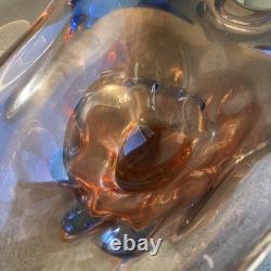 Large 3kg Czech Glass Niagara Bowl, Karel Zemek, Mstisov Sklo Union Glassworks