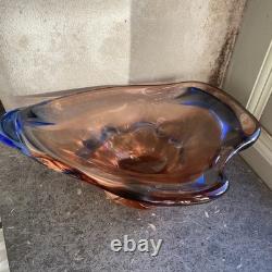 Large 3kg Czech Glass Niagara Bowl, Karel Zemek, Mstisov Sklo Union Glassworks