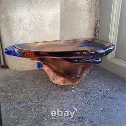 Large 3kg Czech Glass Niagara Bowl, Karel Zemek, Mstisov Sklo Union Glassworks