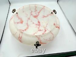 Large Antique Art Deco 1930s Plaffonier Glass Shade Ceiling Flycatcher Bowl 14+