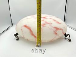 Large Antique Art Deco 1930s Plaffonier Glass Shade Ceiling Flycatcher Bowl 14+