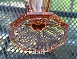 Large Antique Art Deco Sowerby Pink Glass Flower Vase Lily Shape