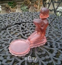 Large Antique Art Deco Walther & Sohne Glass Centerpiece Stand Kneeling Lady