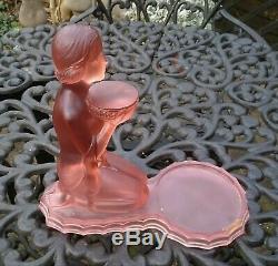 Large Antique Art Deco Walther & Sohne Glass Centerpiece Stand Kneeling Lady