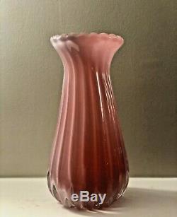 Large Archimede Seguso Murano Italy Pink Opalino Alabastro Vase 12 Tall