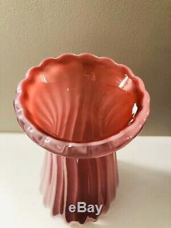 Large Archimede Seguso Murano Italy Pink Opalino Alabastro Vase 12 Tall