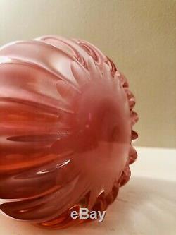 Large Archimede Seguso Murano Italy Pink Opalino Alabastro Vase 12 Tall