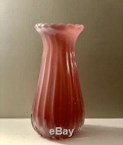 Large Archimede Seguso Murano Italy Pink Opalino Alabastro Vase 12 Tall